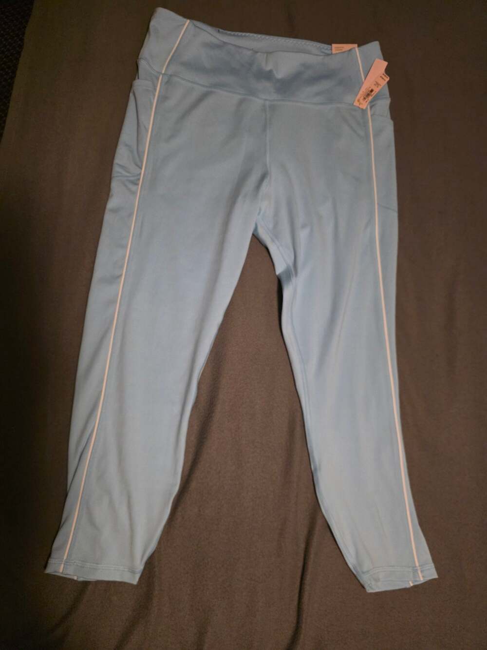 Victoria's Secret Sport Essential Leggings XL Short Light Blue Side Pockets NWT
